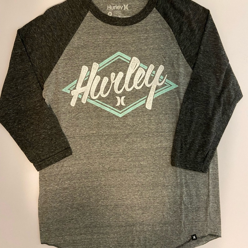 Hurley Charcoal and Gray Raglan Tee